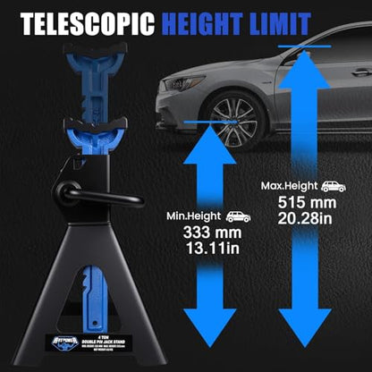 ANTPOWER Jack Stands 4 Ton (8,000 LBs) Heavy Duty Car Jacks Stand, 13.11"-20.28" Adjustable Height with Rubber Pad Double Locking for Lifting Automotive Small SUV, Pickup 1 Pair(4T) - style: 4T Double Pin Locking with Rubber Pads