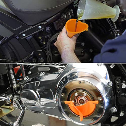Oil Change Kit Fits for Harley Models, Oil Change Tool Set with Filter Cap Wrench, Crankcase Fill Funnel, Primary Case, Drip-Free Oil Filter Funnel& 50Pcs O-Rings