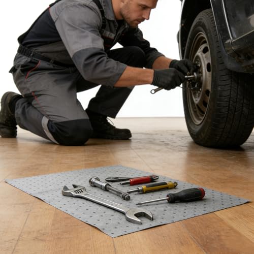 12PCS Car Oil Absorbent Pads, 13" x 10" Reusable Waterproof Weight Dimpled Vehicle Garage Oil Spill Absorbent Mat, Absorbs Soaks Grease Mat, Universal Auto Accessories