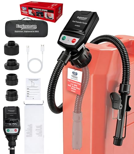 3.8GPM Automatic Electric Fuel Transfer Pump with Auto-Stop, USB Charging 51" Hose 4 Size Adapters Gas Can Pump with Leak Protection for Gasoline, Diesel, Kerosene, Black 2nd Gen - color: 3.8 GPM With Auto-Stop Nozzle