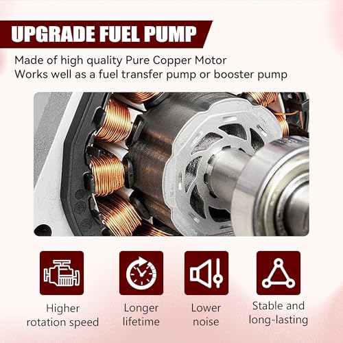 Universal 12 Volt Electric Fuel Pump 5-9 PSI, 35GPH, Super 12S Plus for Gasoline Diesel Engines with 5/16 Inch (8mm) ID Fuel Line Hose 6.56FT - color: 5-9PSI 35 GPH for Gasoline+ 6.56FT Fuel Line