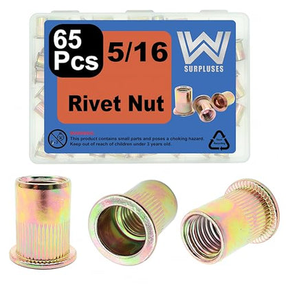 65 Pcs 5/16-18 Rivet Nut, Zinc-Plated Carbon Steel - size: 5/16-18 (65 Pcs)