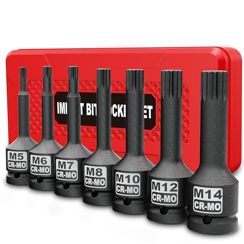 3/8" Drive Master Impact XZN Bit Socket Set, 7-Pieces: M5 - M14, Cr-Mo Steel, Heavy Duty Storage Case - size: 3/8" XZN