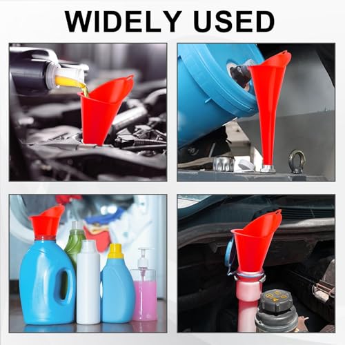 3-Pack Long-Neck Oil Funnels, 11" Multi-Purpose Funnels for Automotive & Motorcycle Use – Reusable Funnel for Oil, Gas & Transmission Fluid (Black+Blue+Red) - color: Black+Blue+Red
