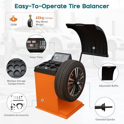 Albott 2HP Tire Changer and Wheel Balancer Combo for 12"–24" Rims, Outside Clamp 12"–22" Inside Clamp 12"–24", Tire Repair and Wheel Balancing for Home Garage & Auto Shop - size: 12"–24" Dual Arm Combo