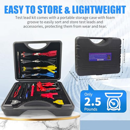 76 PCS Automotive Test Lead Kit, Multimeter Test Leads Set with Back Probes, Alligator Clips, Banana Plug Adapters & Silicone Wires, 1000V/32A Electrical Test Kit for Car Circuit Diagnostics