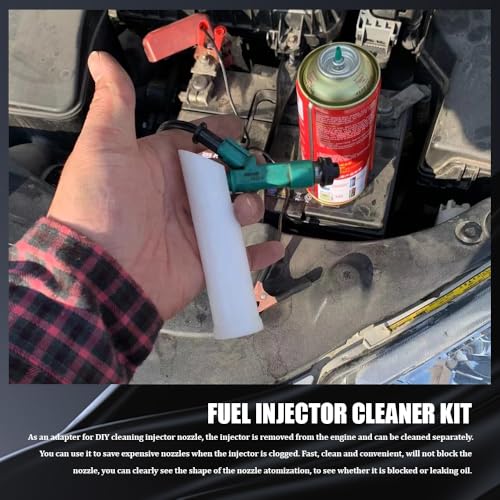 4PCS Fuel Injector Cleaner Kit, Fuel Injection System Cleaner, Fuel Injector Flush Cleaner Adapter DIY Cleaning Tool Kit with Test Lead, Car Injector Nozzle Cleaner for Any 12-24V Cars