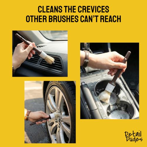 Car Detailing Brush Set 3-Pack, Interior and Exterior, Detail Dudes | Scratch-Free Boars Hair - Exterior & Interior Cleaning Brushes - Safe for Leather, Piano Black Trim, Dashboards & Wheels - size: 3 Pack(Starter)