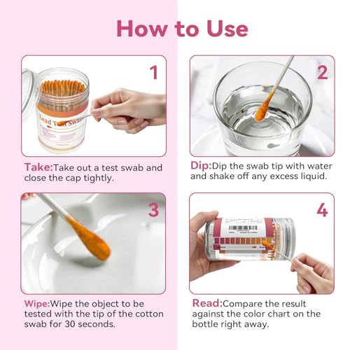 AssuTest Lead Test Kit: 30 High-Sensitivity Lead Test Swabs for Dishes Paint Ceramics Toys Jewelry Metal Wood & All Surfaces Results in 30 Seconds Reliable Lead Testing Solution - size: 30Pcs