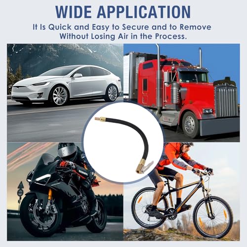 Tire Inflator Extension Tube Tyre Pump Quick Inflation Chuck Adapter Hose Quick-Inflation Clip Connector High-Pressure Tube Car Motorcycle Maintenance Accessories