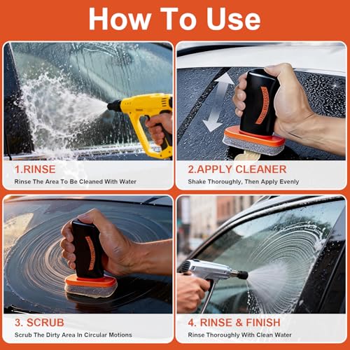 Glass Oil Film Remover for Car, Automotive Oil Film Cleaning Brush for Car Windshields and Windows, Removes Oil Film & Smudges, Improve Windshield Clarity and Visibility for Safe Driving (100ml)