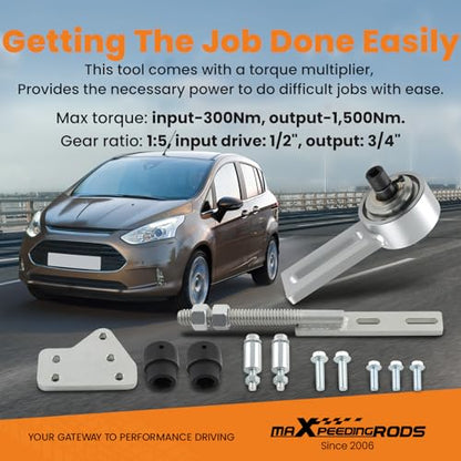 maXpeedingrods 303-1611 Engine Crankshaft Belt Pulley Removal Tool, for Ford 1.0 & 2.0 ECOBOOST Duratec Engines, with 21mm/24mm Center Socket, 1:5 Torque Multiplier