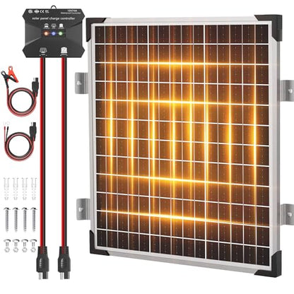 Voltset 50W Solar Panel Kit - 12V Solar Battery Charger Maintainer - IP67 Waterproof Solar Trickle Charger with 10A Smart Charge Controller and Mount Bracket for Boat RV Car Motorcycle Marine Trailer - size: 50W