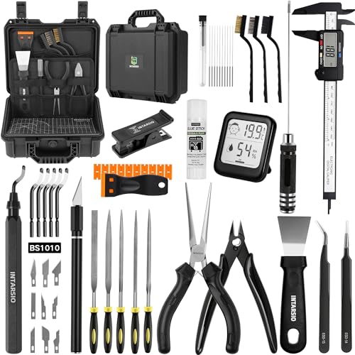 59pcs 3D Printer Tools Kit with Hard Case, 3D Printer Accessories incl Deburring Tool, Digital Caliper, Hygrometer, Nozzle Clog Poke, Pilers, Flush Cutter, for Bambu Lab, Ender 3, FDM/SLA Printers etc - style: Super 3D Box