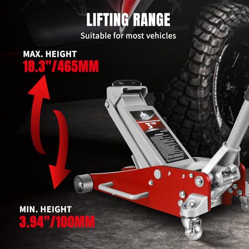 Jack Boss 3 Ton Low Profile, Aluminum and Steel Racing Floor Jack and Jack pad