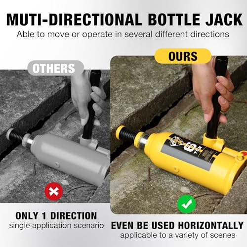 YELLOW JACKET Bottle Jack 6 Ton Muti-Directional Welded Car Jack with Carrying Case and Pump Handle, Fit Use for Automotive Sedans, Yellow