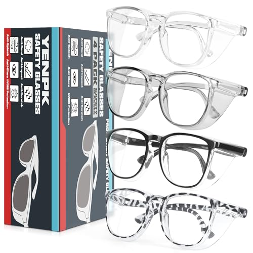 4 Pack Safety Glasses Goggles For Women Anti Fog, Cute Protective Eyewear for Nurses, ANSI Z87+ Anti-Blue Light - color: (Clear _Grey _Black _Leopard)