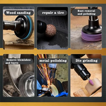 Air Angle Die Grinder,1/4 pneumatic Right Angle Die Grinder, 20000 RPM, 90 degree pneumatic rotation, For grinding, cutting, polishing, weld repair, and deburring, including 1/4 &1/8Collets Included