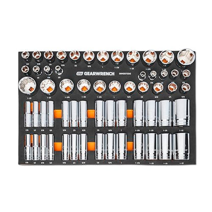 GEARWRENCH 60 Piece 1/2” Drive Master SAE Socket Set in Foam Storage Tray - GWMSSKT12SAE - size: One Size, style: 1/2" Chrome Sockets