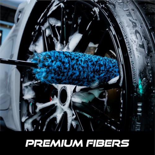 VIKING Wheel Barrel Brush Set, Cleaning Brush for Wheels and Car Detailing Kit, Includes Slim and Regular Diameters, 16 Inch Length, Teal, 2 Pack - style: 2 Pack