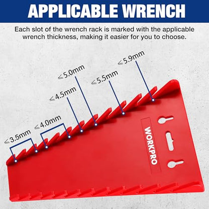 WORKPRO 2-Pack Magnetic Wrench Organizer, 12-Piece Wrench Holder Set | for Tool Box Drawer, Wrench Rack Tool Trays SAE (1/4" - 15/16") and Metric (6mm-24mm) - style: Magnetic Wrench Organizer(2PC)