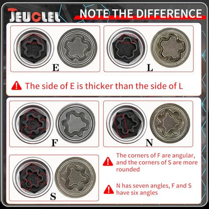 H Wheel Locking Nut Key Compatible with Audi Series, (Socket OD 27mm - ID 25mm), Wheel Lock Nut Socket Adapter, Wheel Anti-Theft Lug Nut Removal Tool, Anti-Theft Screw Remover - size: Socket H