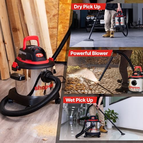 Shop-Vac 5430148 Wet/Dry Vacuum Cleaner, 4 Gallon, 2.5 Peak HP, 1.25 Inch Diameter x 7 Foot Hose, 7 Foot Cord, Ideal for Jobsite, Garage & Workshop