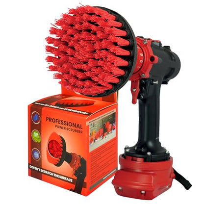 Premium Drill Brush Professional – Stiff 5 in Red | Scratch-Free Outdoor Cleaning Brush for Patio Bricks, Decking, Garden Tools, Lawn Mowers, Bicycles, Car Wheels, Pool Tiles and Boat Hulls - color: Red