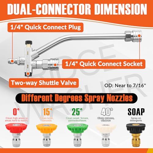 RIDGE WASHER Power Washer Gun Mini Foam Cannon with Dual Connector, 200 ML | No Dilution Required, Stainless Steel Gun for Foam Blaster, 1/4" Quick Connect, 4000 PSI - size: 200 ML