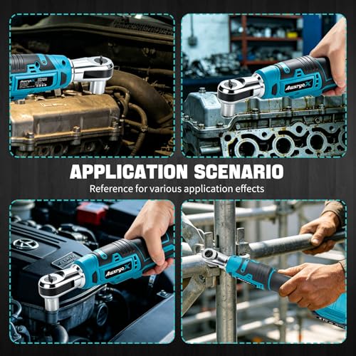 AwxryoX 3/8" Cordless Ratchet Wrench,89 FT-LBS (120N.m) Brushless Electric Ratchet Tool Kit with 2 x 2.0Ah,0-320RPM 21V Matraca Electrica with 7 Sockets,1/2" Adapter for Auto Repair Household DIY