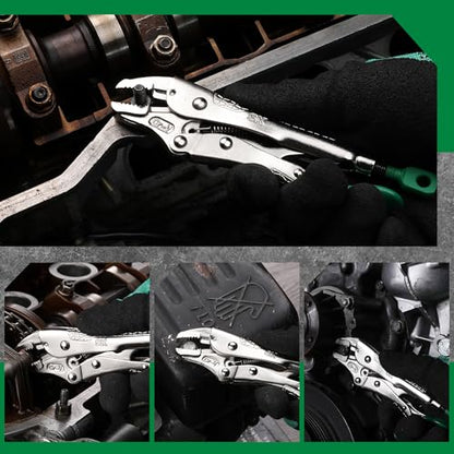 SK 5" Curved Jaw Locking Pliers, Vice Grips, Premium CR-V Steel | Vise Grip Pliers, Nickel-Plated Finish, Ergonomic Anti-slip Handle, Ideal for Welding or Assembly - size: 5"