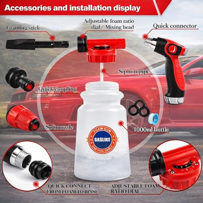 63PCS Car Wash Cleaning Kit,Car Wash Brush with Long Handle,Car Detailing Kit with Foam Gun,Car Cleaning Supplies,Handheld Vacuum, Car Detailing Kit (62PCS) - size: 62PCS