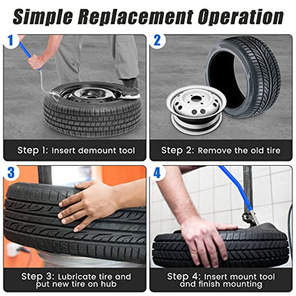 IRONMAX Tire Mount Demount Tool, 17.5" to 24.5" Steel Tire Changer w/Extra Bead Keeper, Tubeless Truck Bead Breaker, 3 PCS Heavy Duty Manual Tire Changing Removal Tools Kit for Car Repairing (Blue)