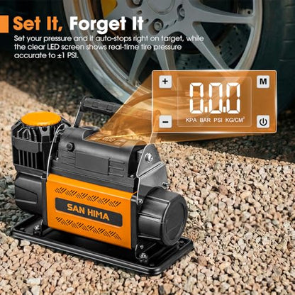 SanHima 12V Air Compressor, Portable Tire Inflator, 150PSI Offroad Air Pump - size: 7.06 CFM