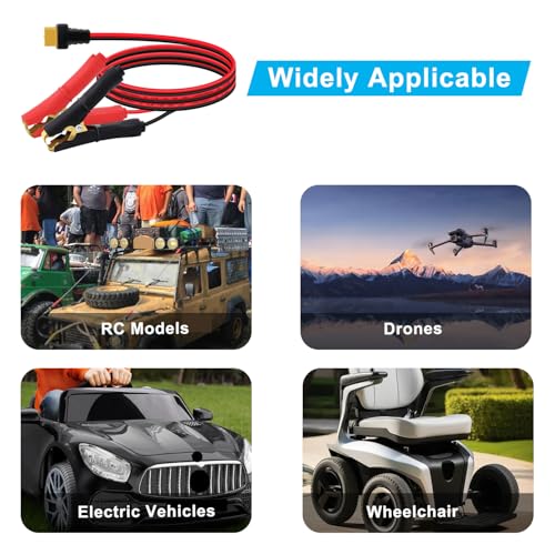 XT60 to Alligator Clip Cable 12AWG 30A XT60 Female to Alligator Clips 12V 24V, for Power Station, Cars Motorcycles, Tractor, Ship (2 m/6.5 ft) - size: 2 m/6.5 ft