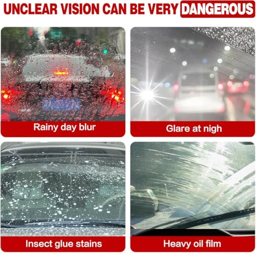 Oil Film Cleaning Brush for Car Windows, 2026 Upgraded Clear Vision Windshield Cleaner with Anti-Rain Coating, Improving Clarity & Safer Driving, Kit with Supplements & Towel, 2 pcs(Red)