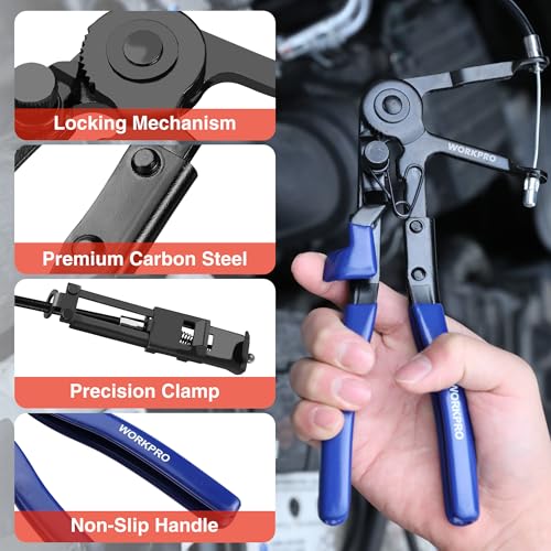 WORKPRO 2-Piece Hose Clamp Pliers Set, 27" Flexible Hose Clamp Plier & Flat Band Hose Pliers Removal Tool for Car Coolant Hose, Water Pipe - style: 2-Piece