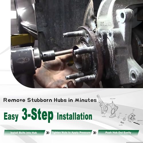 78834 Impact Rated Wheel Hub Removal Tool Bolt & Nuts Kit for All Automotive Wheels with 2 Press Feet, 2 M12 & 2 M14 Bolts and Nuts