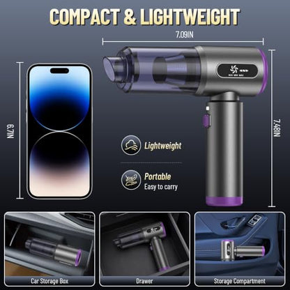 Car Vacuum Cleaner,Handheld Vacuum,20000PA High Power - color: Gray and Purple