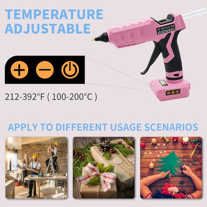 100W Cordless Glue Gun for Dewalt 20V MAX Battery- 20 Full Size Glue Sticks | Digital Temperature Adjustable High Temp Full Size Heavy Duty Hot Glue Gun (Battery Not Include) - size: Full Size