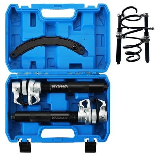 NYXOVA Coil Spring Compressor Tool, Heavy Duty Macpherson Strut Spring Compressor Tool,Ultra-Rugged Strut Spring Compressor Tool with Safety Guard,2200lb Capacity 11in Jaw Opening (Blue) - color: Blue