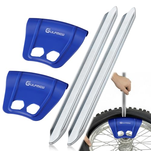 2 12" Tire Iron & 2 Rim Protectors for Dirt Bike Tire Changing, Heavy Duty Steel Tires Spoons Levers, Non Slip Wheel Rim Guard for Motorcycle, Bicycle, Scooter, Bike, Car Tires Repair Remover Tool