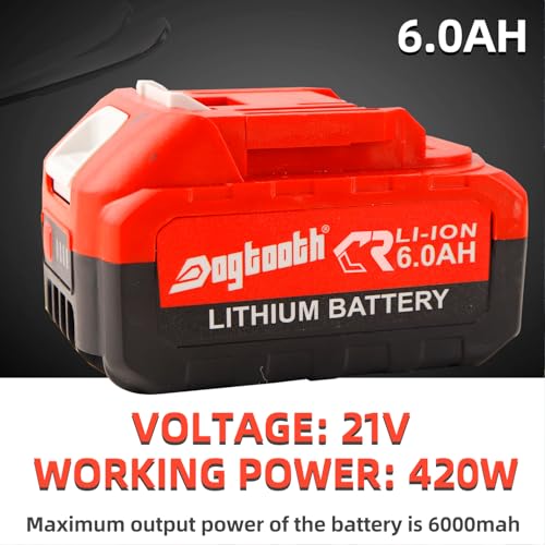 dogtooth 21V Cordless Impact Wrench 1/2 Inch, Compatible with Makita 18V Battery, Max Torque 580 N.M, Brushless Motor, Max 3200 RPM, 4 Sockets, 1 * 6.0 Ah Battery and Charger in Kit