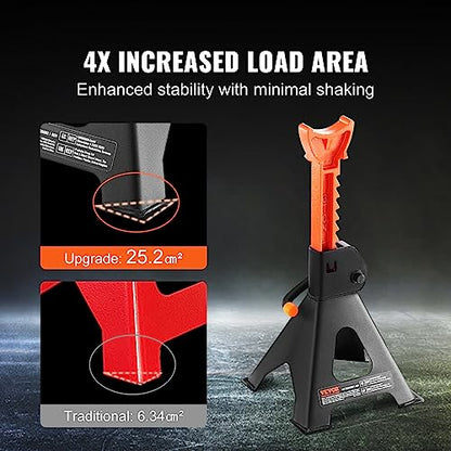 VEVOR Jack Stands, 3 Ton (6,000 lbs) Capacity Car Jack Stands, 10.8-16.3 inch Adjustable Height, for lifting SUV, Pickup Truck, Car and UTV/ATV, Red, 1 Pair | 10.8-16.3 inch Adjustable Height, for Lifting SUV, Pickup Truck, Car and UTV/ATV, Red - style: 3