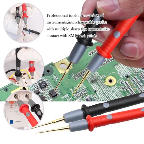 22-Piece Multimeter Test Lead Kit, Back Probe Test Leads,Multimeter Probes,Test Leads with Alligator Clips, Replaceable Gold-Plated Probes,Soft Silicone Wire ，for Digital Multi Tester