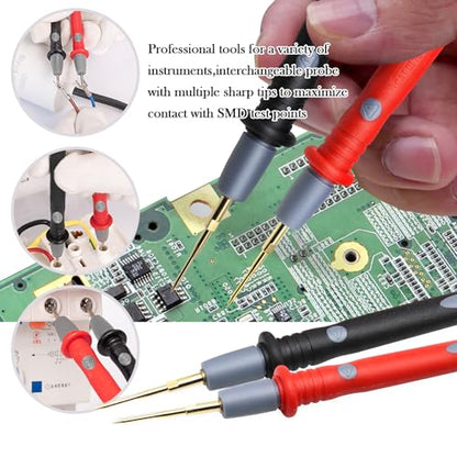 22-Piece Multimeter Test Lead Kit, Back Probe Test Leads,Multimeter Probes,Test Leads with Alligator Clips, Replaceable Gold-Plated Probes,Soft Silicone Wire ，for Digital Multi Tester
