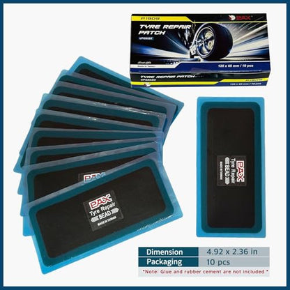 PAX Upgraded Radial Tire Repair Patches 125x60mm (10 Pack), 2-Layer Super Strong Nylon Fabric Heavy-Duty Puncture Fix for Truck & Car (Rubber Cement Required) - size: 125x60mm