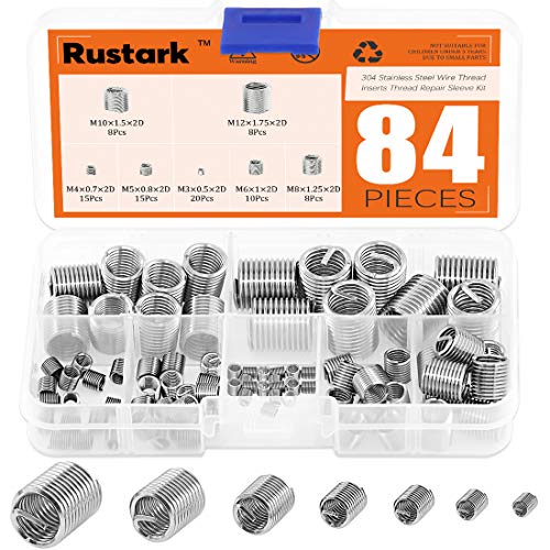 84 Pcs 304 Stainless Steel Metric M3 M4 M5 M6 M8 M10 M12 Wire Thread Inserts Steel Sheath Helicoil Type Screw Repair Sleeve Assortment Kit
