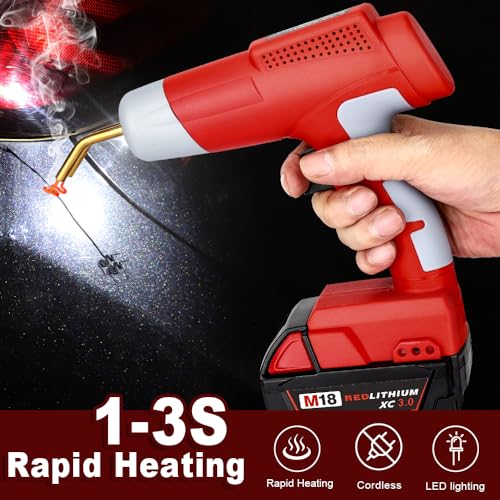 Choerinton Plastic Welder Compatible with Milwaukee 18V Lithium Battery, with 600PCS Staples, Pure Copper Transformer, Rapid Heating, Plastic Welding Kit for Car Bumper, Dashboard & Repair(No Battery) - color: For Milwaukee Battery