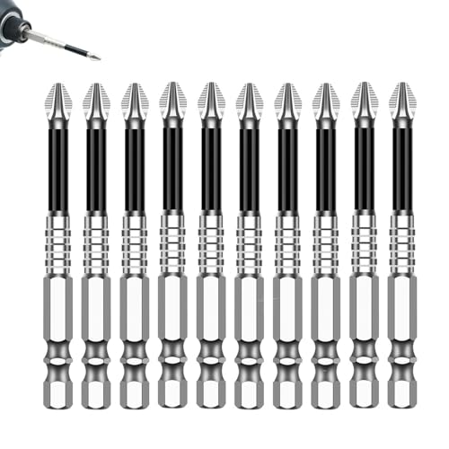 Magnetic Non-Slip Drill Bit Kit - High Magnetic S2 Alloy Steel Screwdriver Bits, Anti-Slip Hex Shank Set (25/50/65/70/90/150mm) for Impact Driver & Electric Drill (10, 70L) - size: 70L